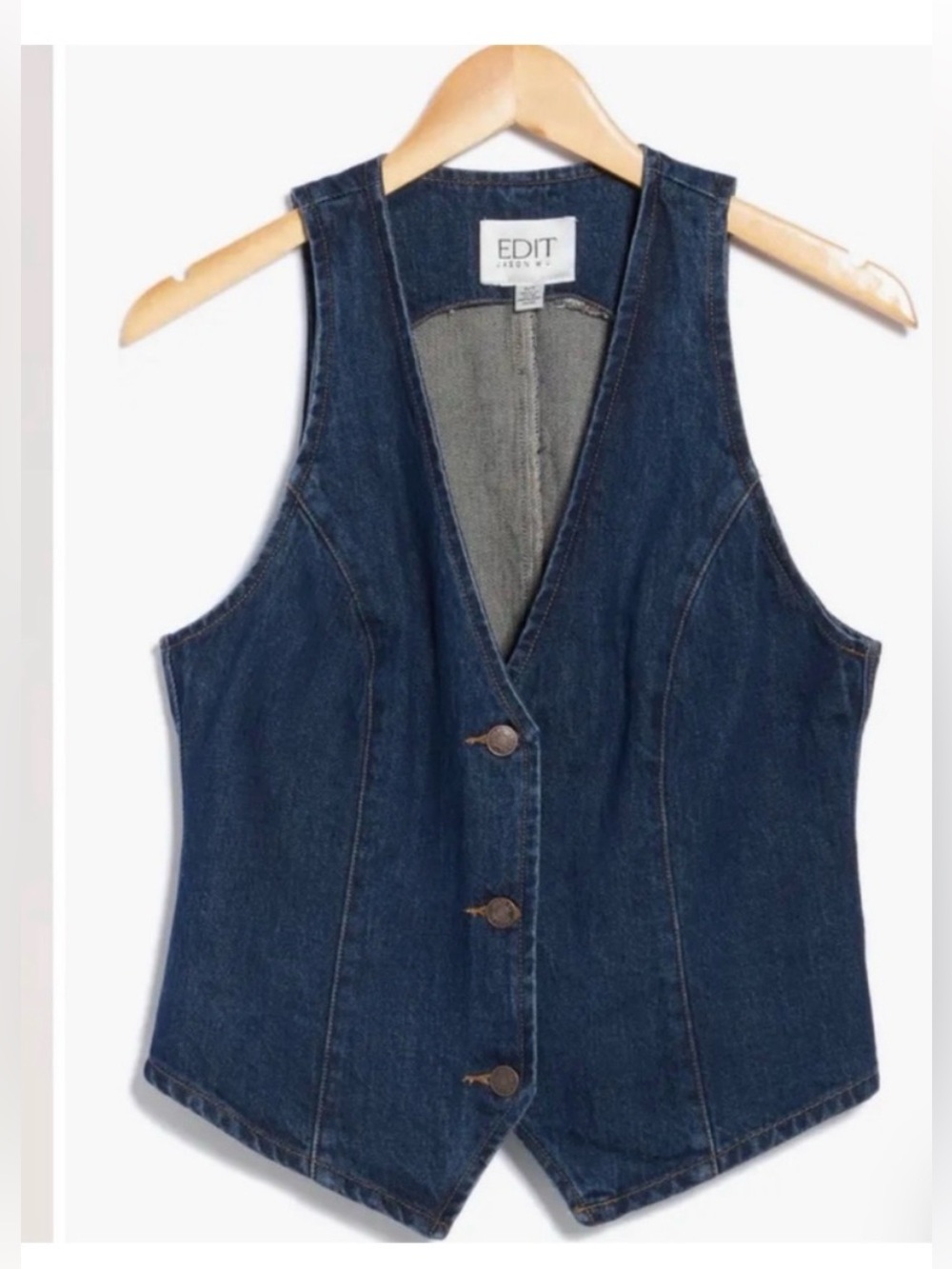 Edit Jason Wu Structured Cropped Denim Vest 100% Recycled Cotton Size XSmall - Picture 3 of 12